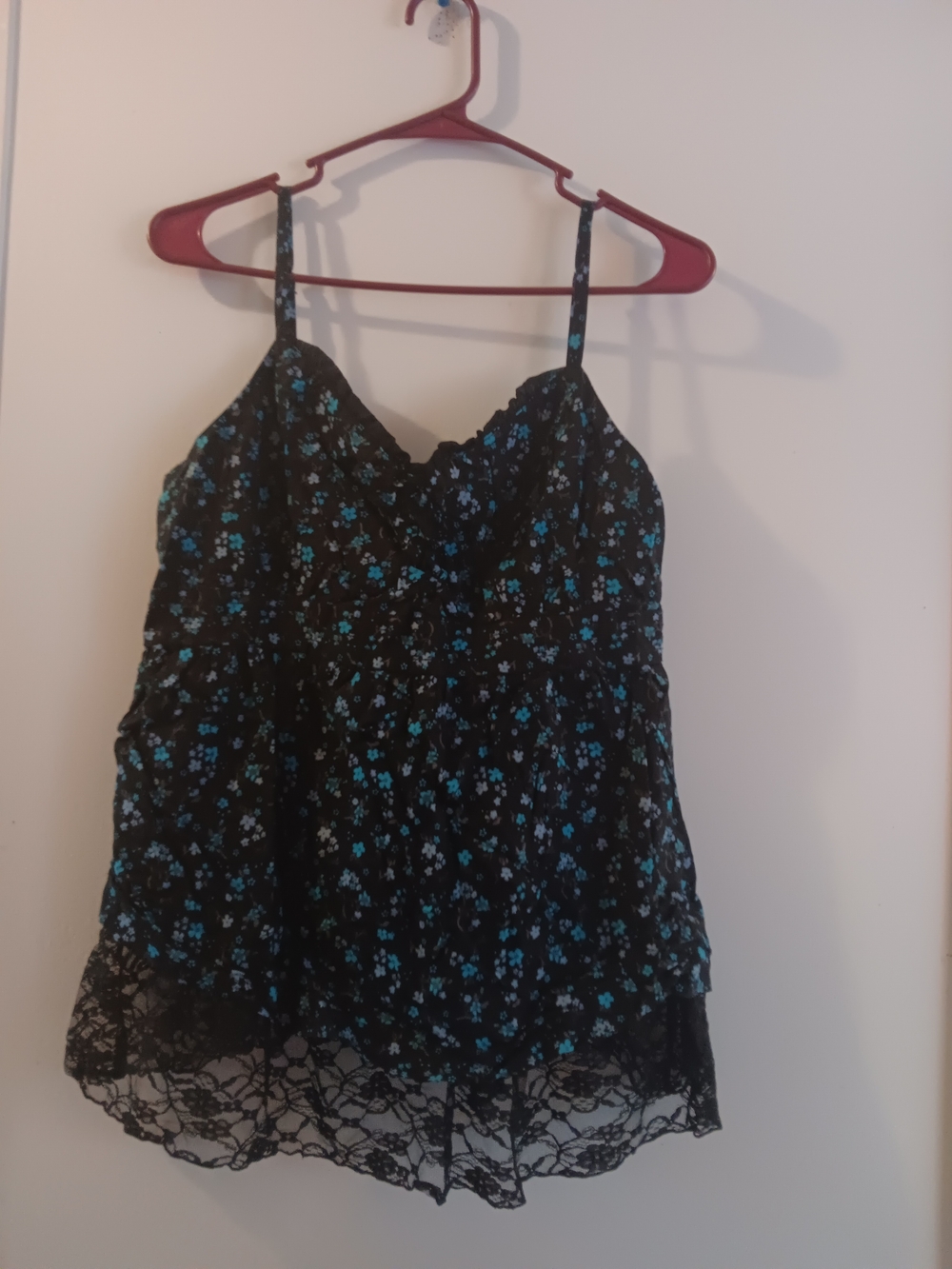 Womens Vintage Y2k Decree Floral Lace trim Babydoll Top Xlarge